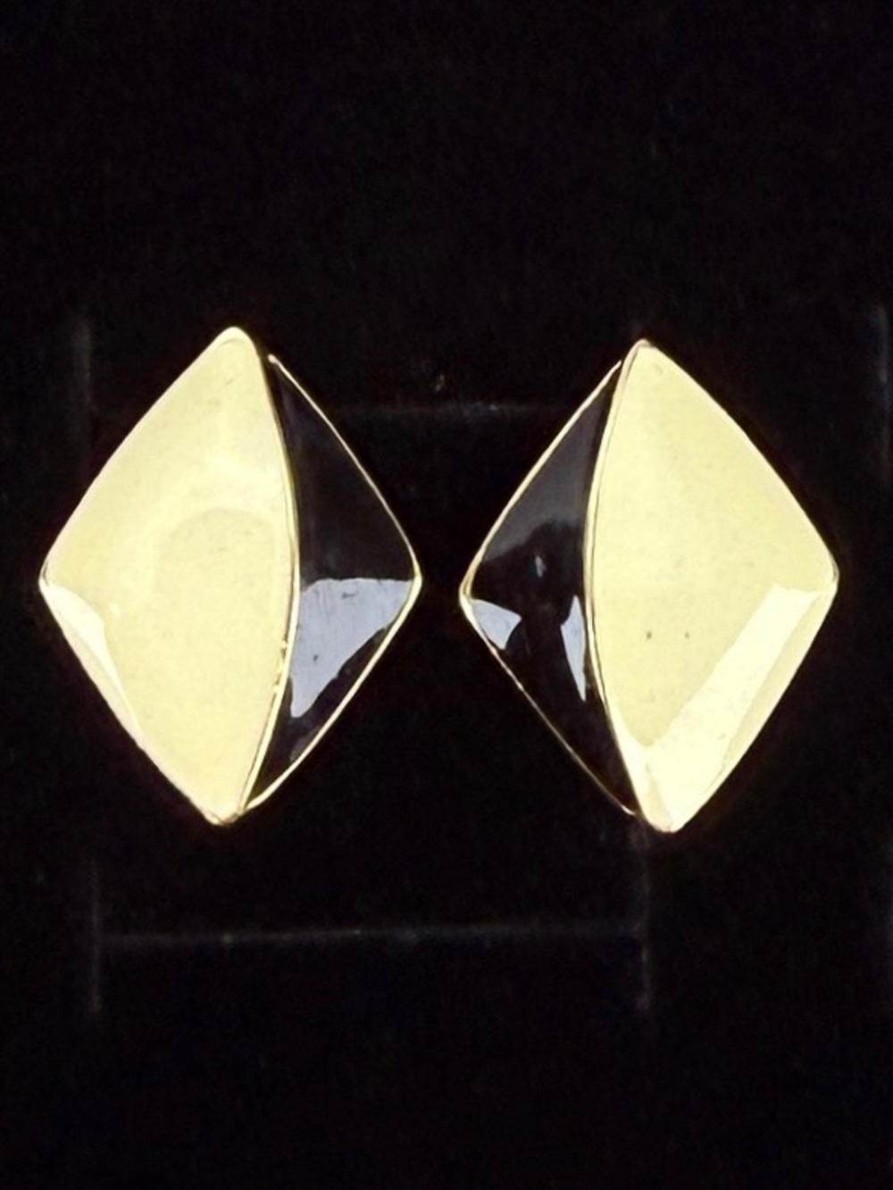 Vintage black and cream pierced post earrings